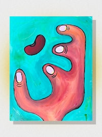 a painting of a hand with a finger in it
