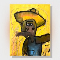 a painting of a man wearing a hat