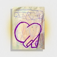 a drawing of a purple heart on a piece of paper