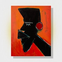 a painting of a black man with a red dot on his head