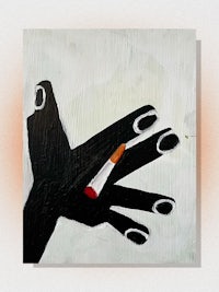 a painting of a hand holding a cigarette