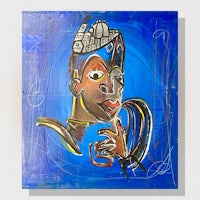 a painting of a woman with a hat on her head