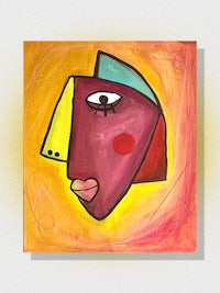 an abstract painting of a woman's face