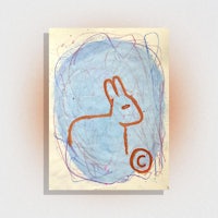 a drawing of a rabbit on a white background